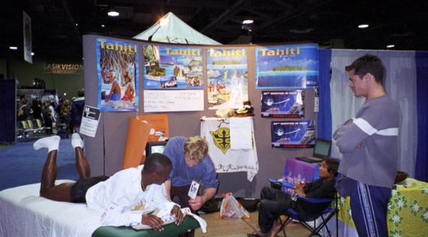 Tahiti booth and massage therapist Nathan